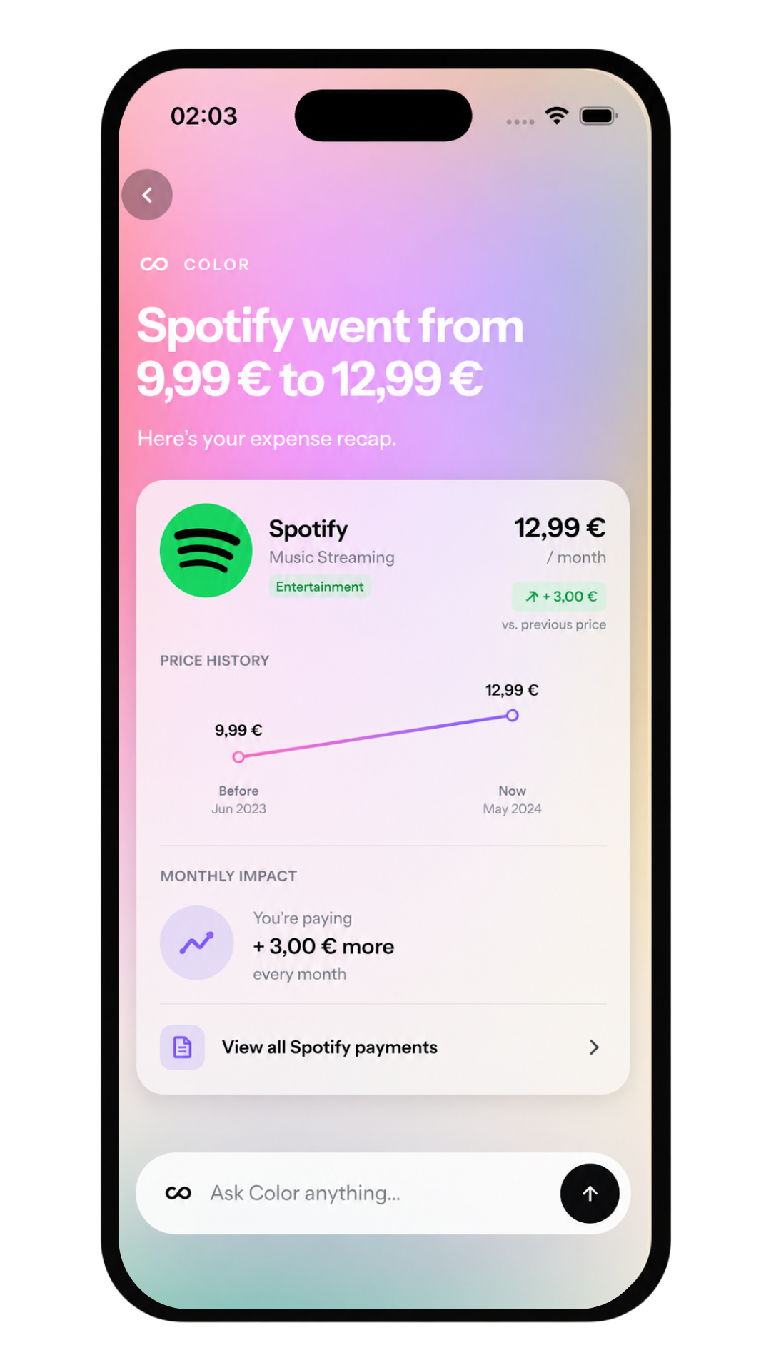 Color app screen